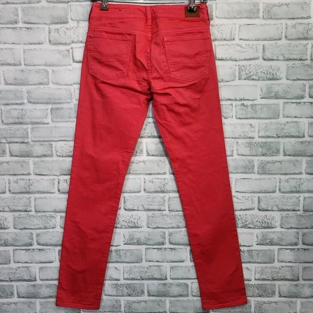 American Eagle Outfitters Womens 2 Dark Pink Denim Skinny Jeans Stretch Low Rise